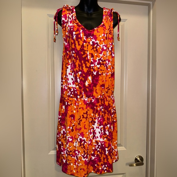 MICHAEL KORS Women’s Midi Orange Dress size Large - Picture 2 of 16
